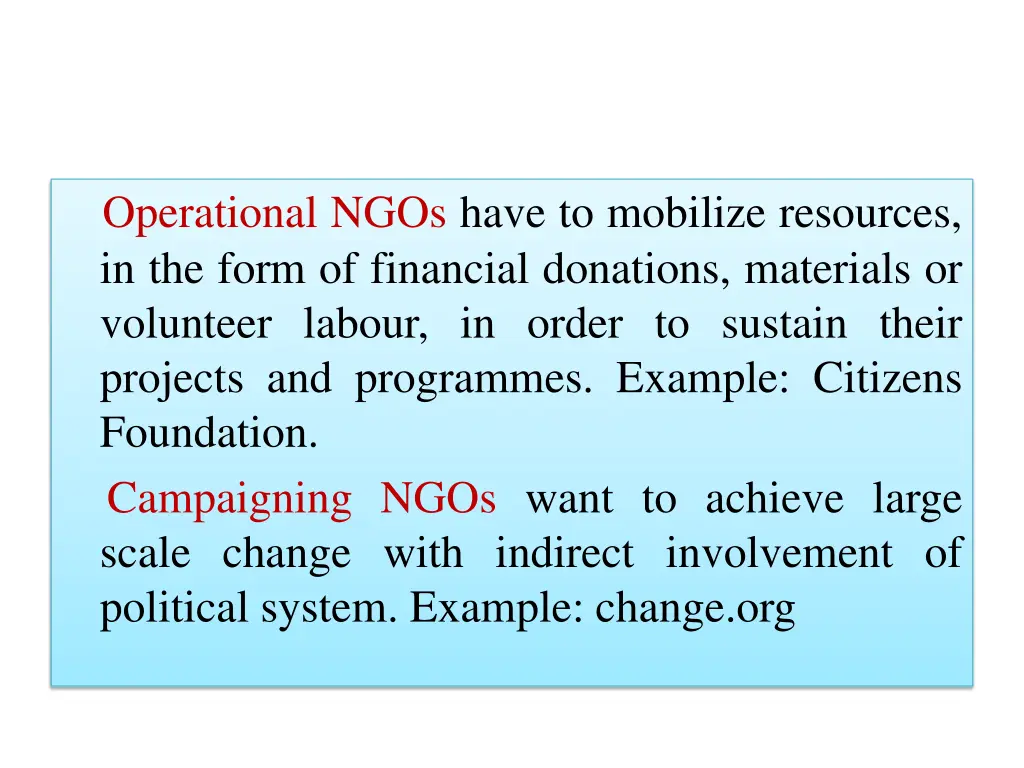 operational ngos have to mobilize resources