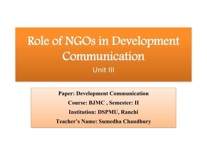 role of ngos in development communication unit iii