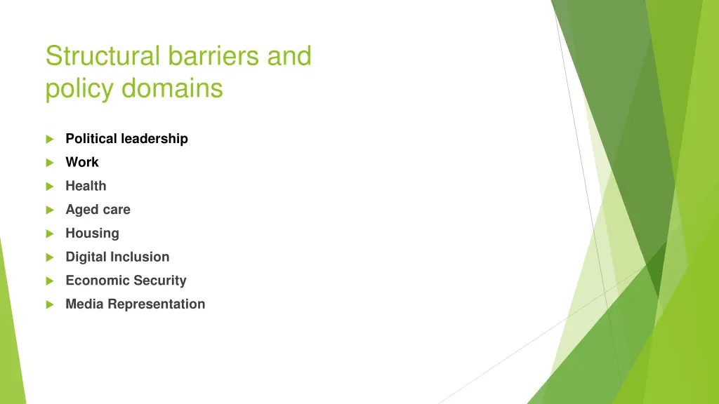 structural barriers and policy domains