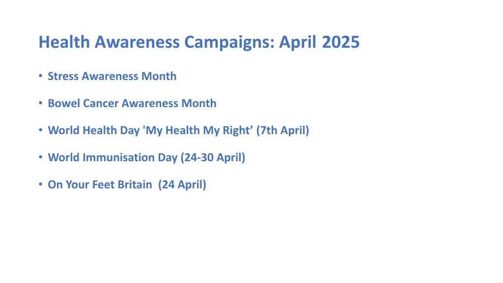 health awareness campaigns april 2025