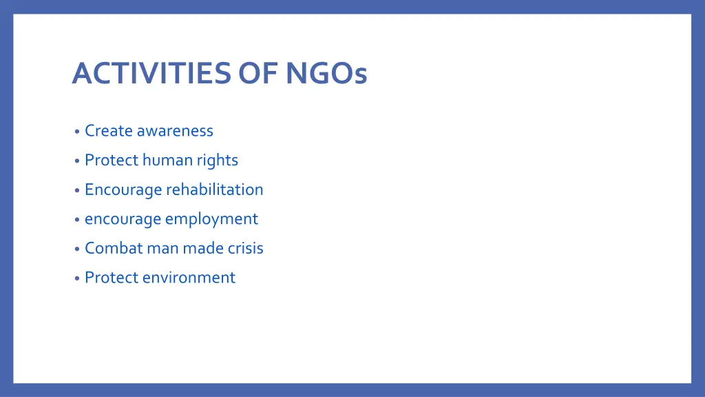 activities of ngos