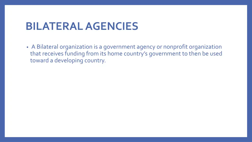 bilateral agencies
