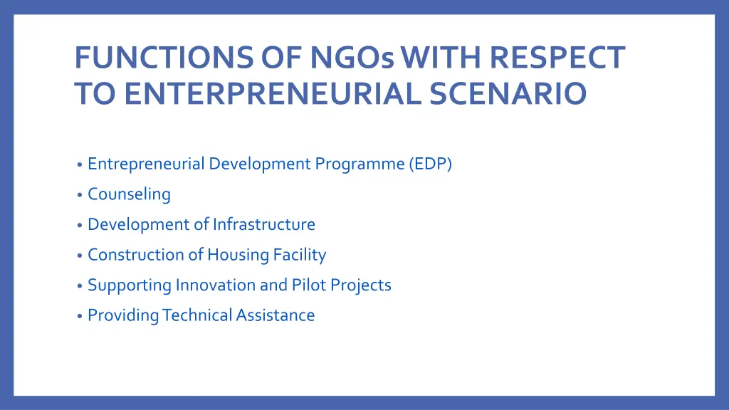 functions of ngos with respect to enterpreneurial