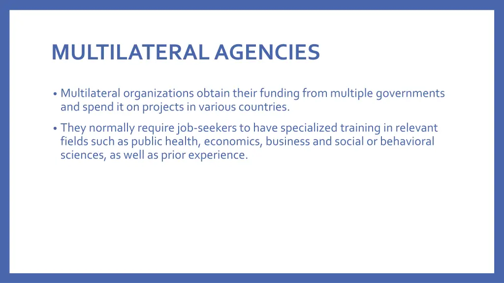 multilateral agencies