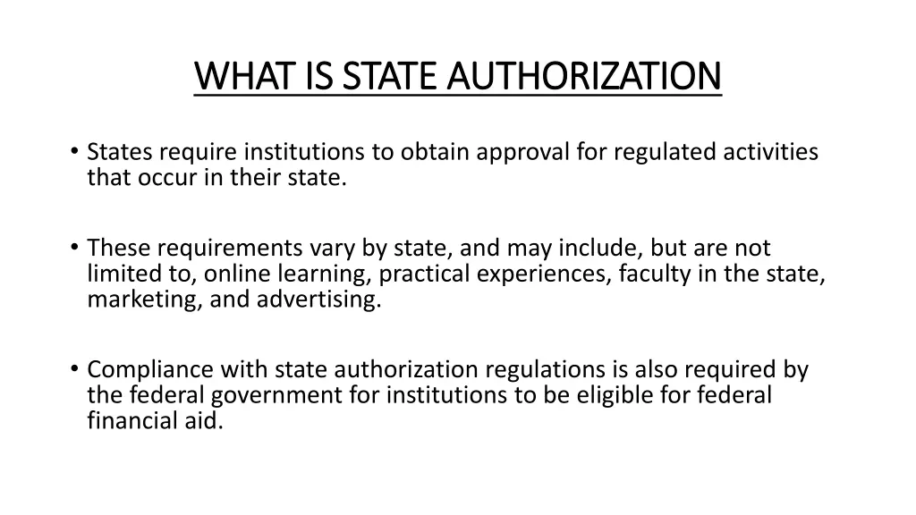 what is state authorization what is state