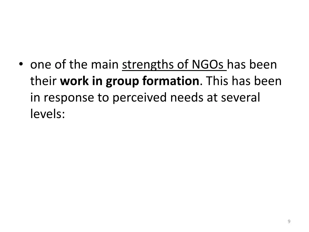 one of the main strengths of ngos has been their