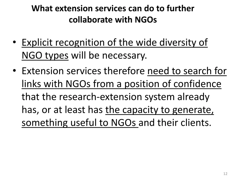 what extension services can do to further