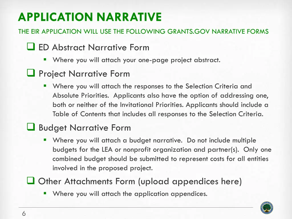 application narrative the eir application will