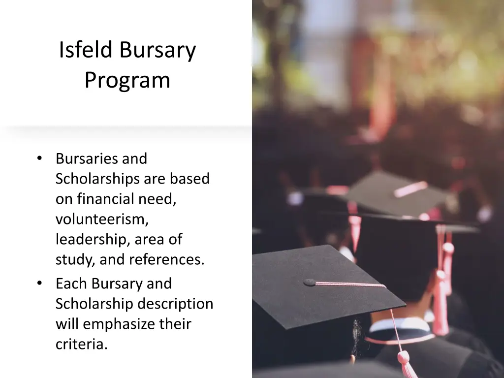 isfeld bursary program