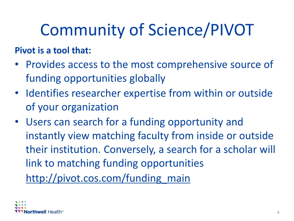 community of science pivot 1
