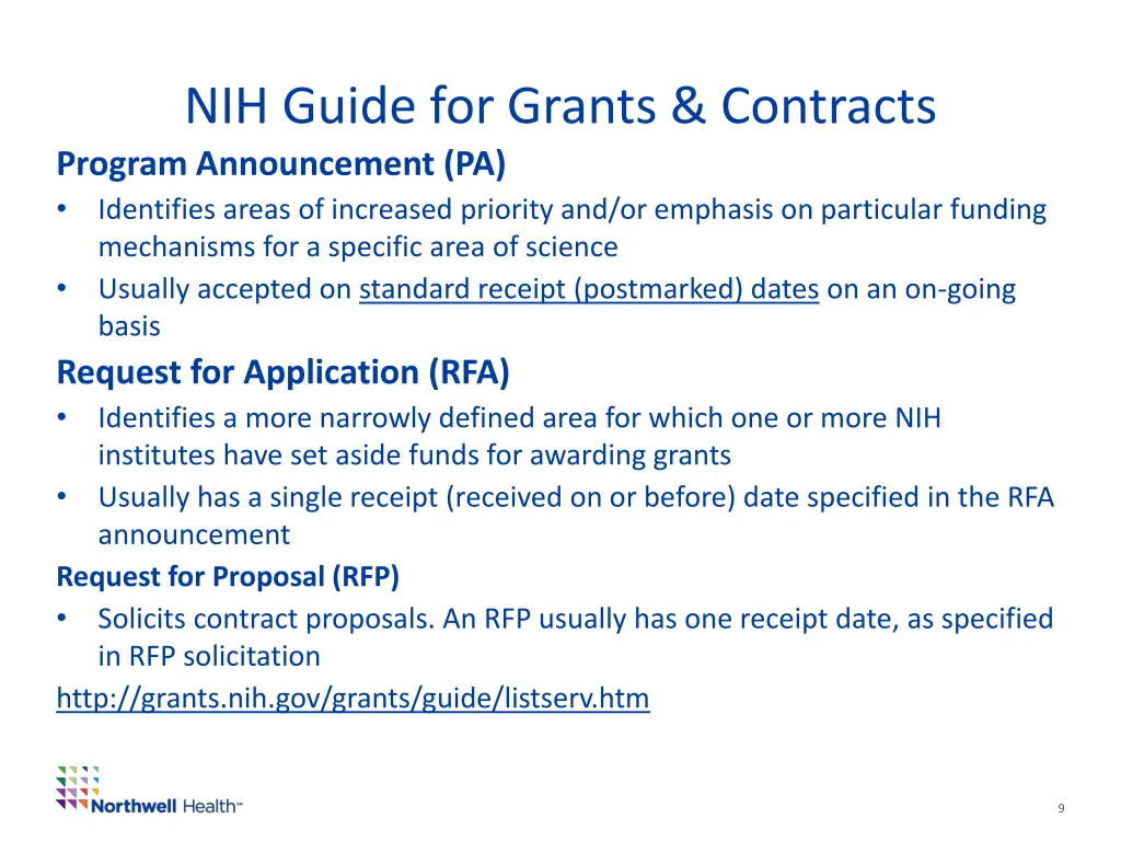 nih guide for grants contracts 1