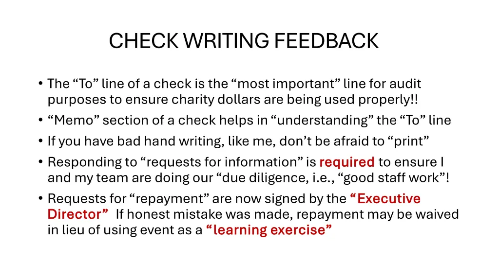 check writing feedback