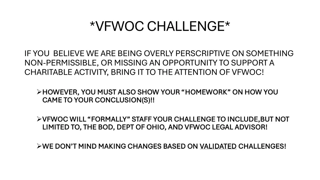 vfwoc challenge