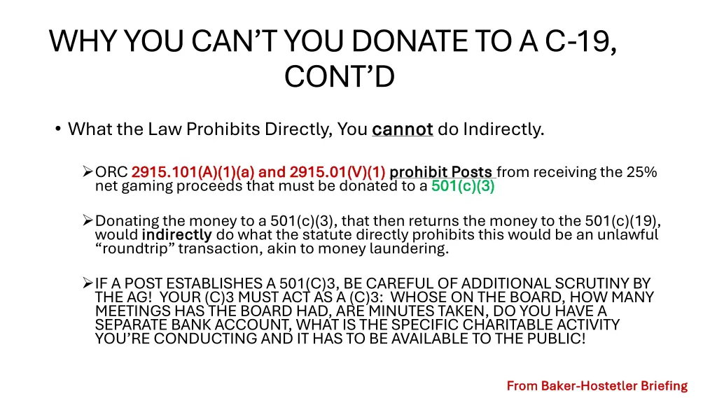 why you can t you donate to a c 19 cont d