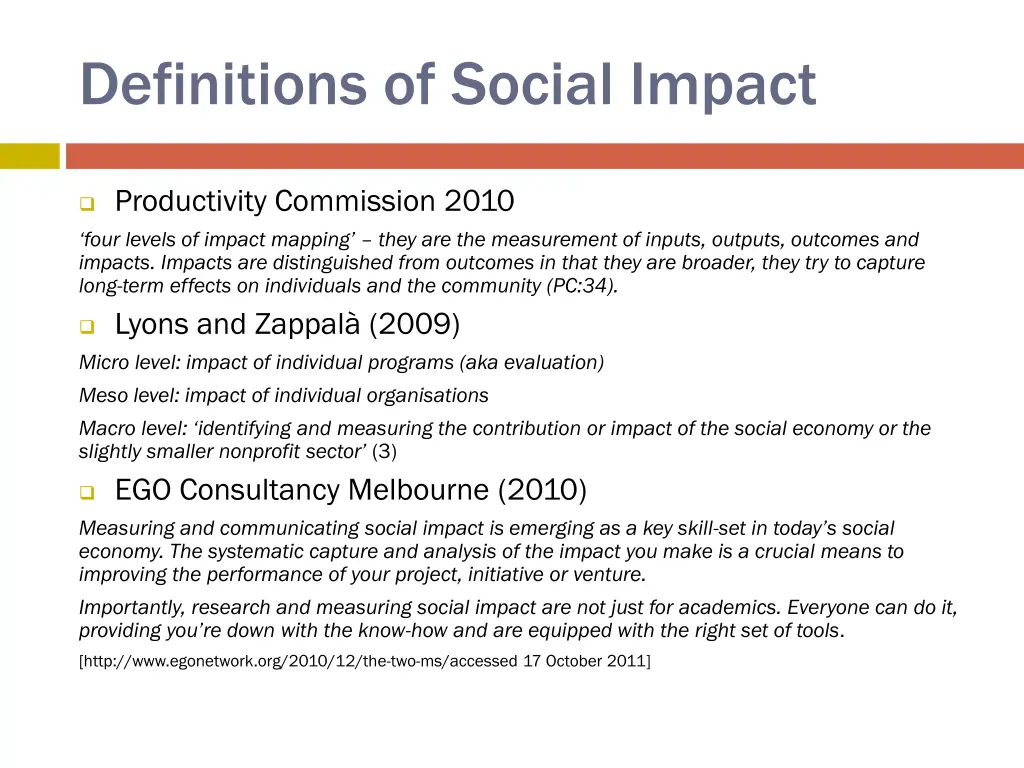 definitions of social impact