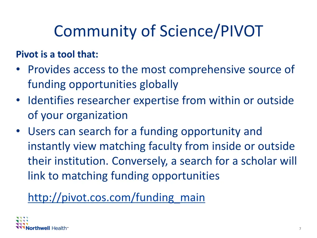 community of science pivot 1