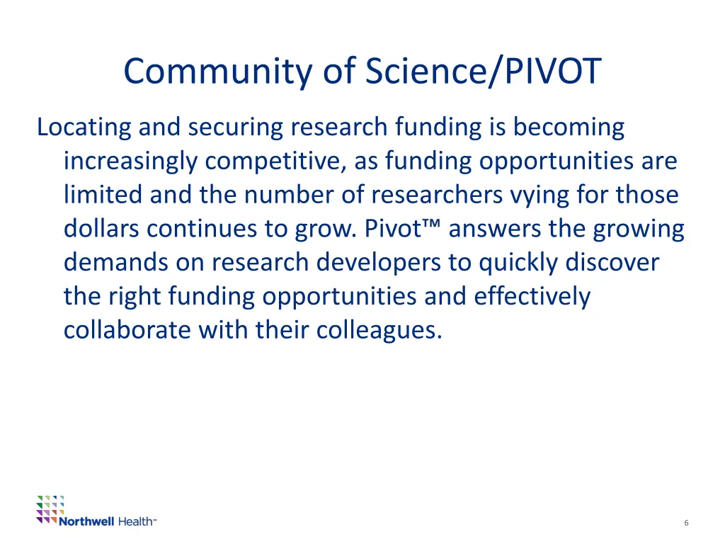 community of science pivot