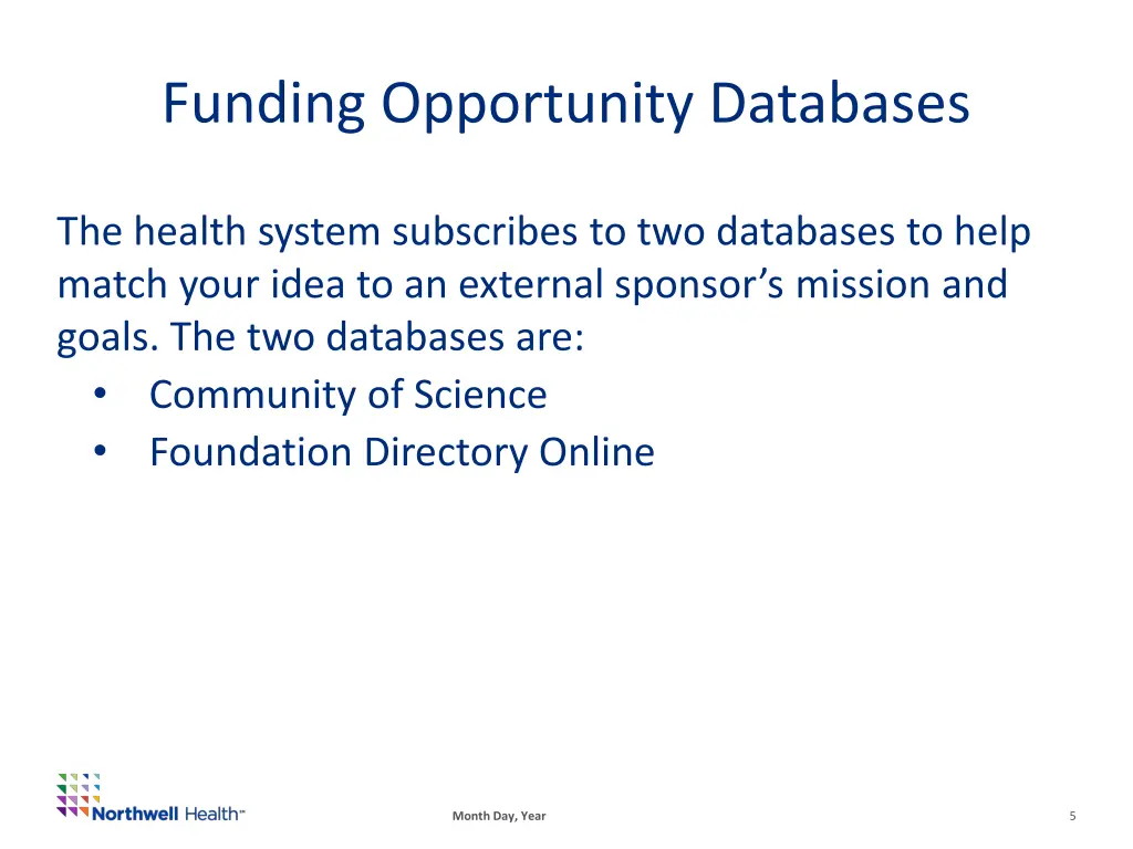 funding opportunity databases