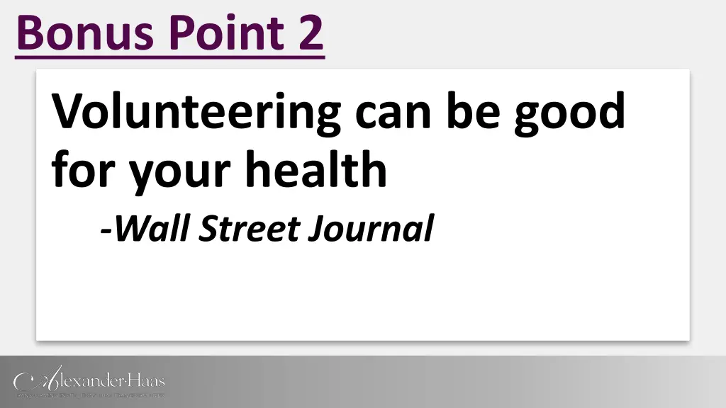 bonus point 2 volunteering can be good for your