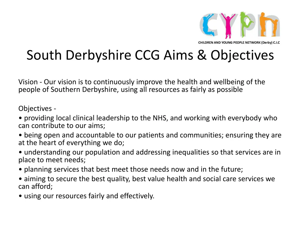 south derbyshire ccg aims objectives