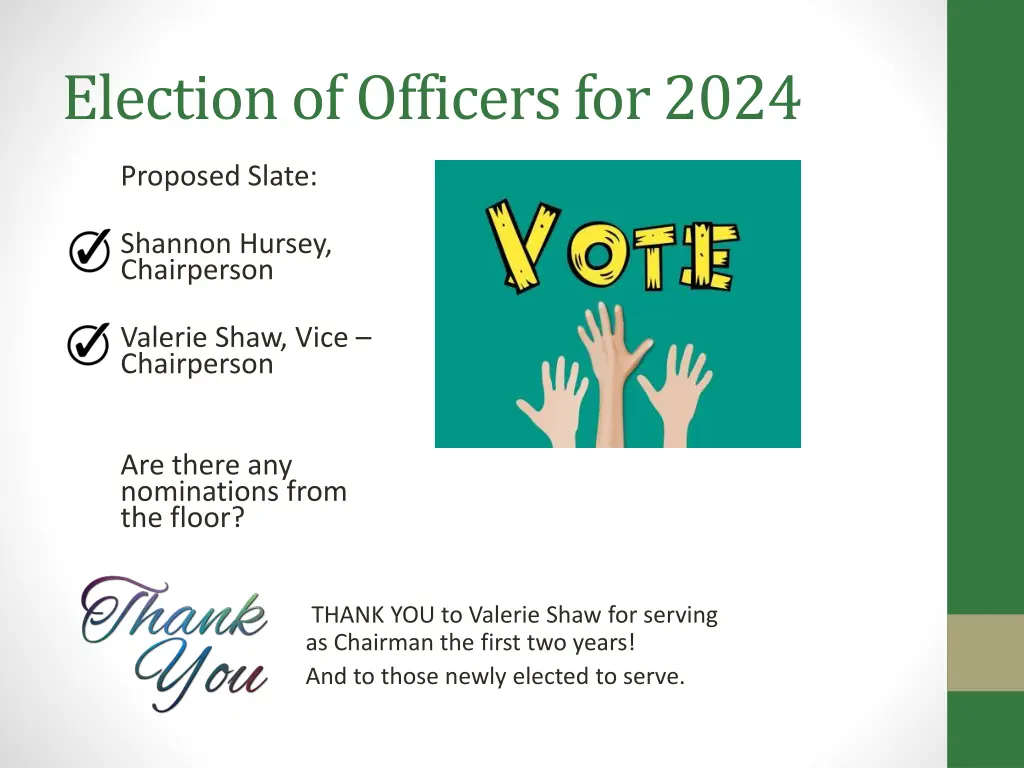 election of officers for 2024