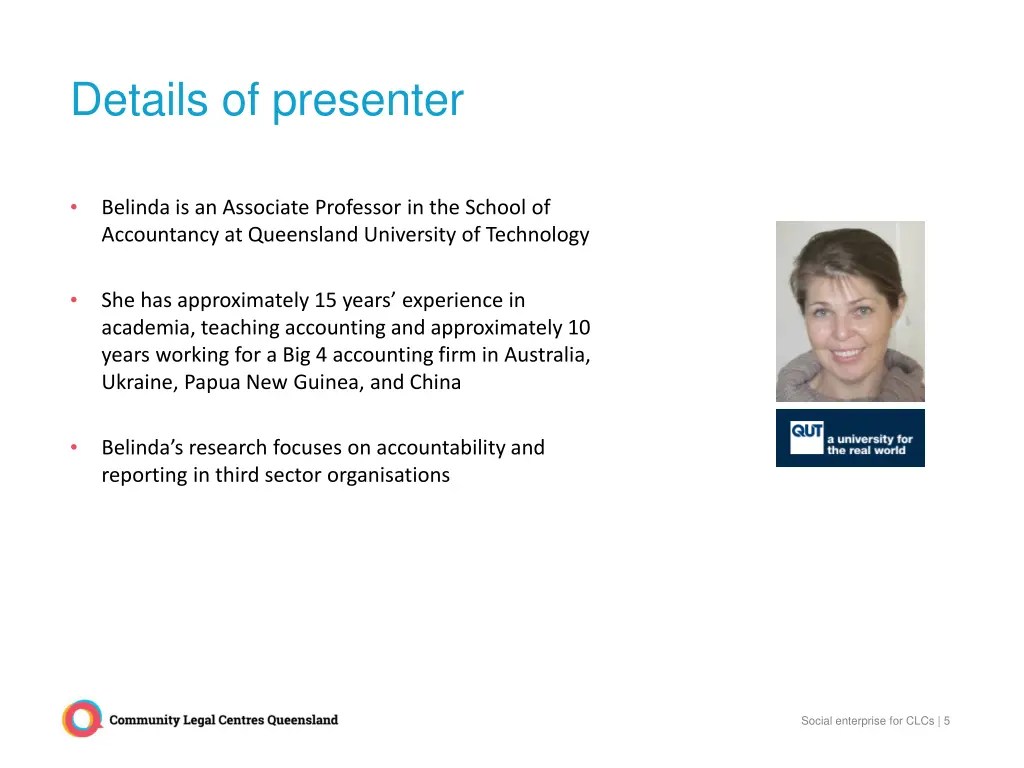 details of presenter
