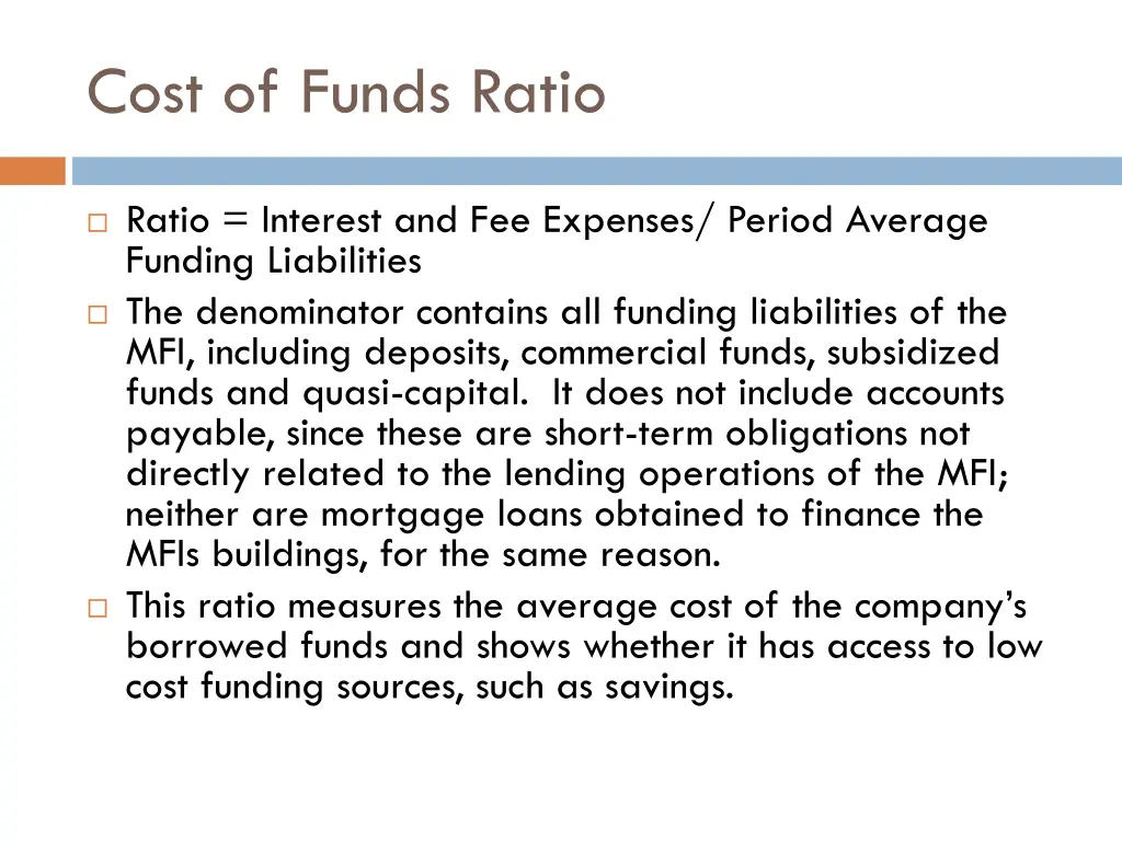 cost of funds ratio