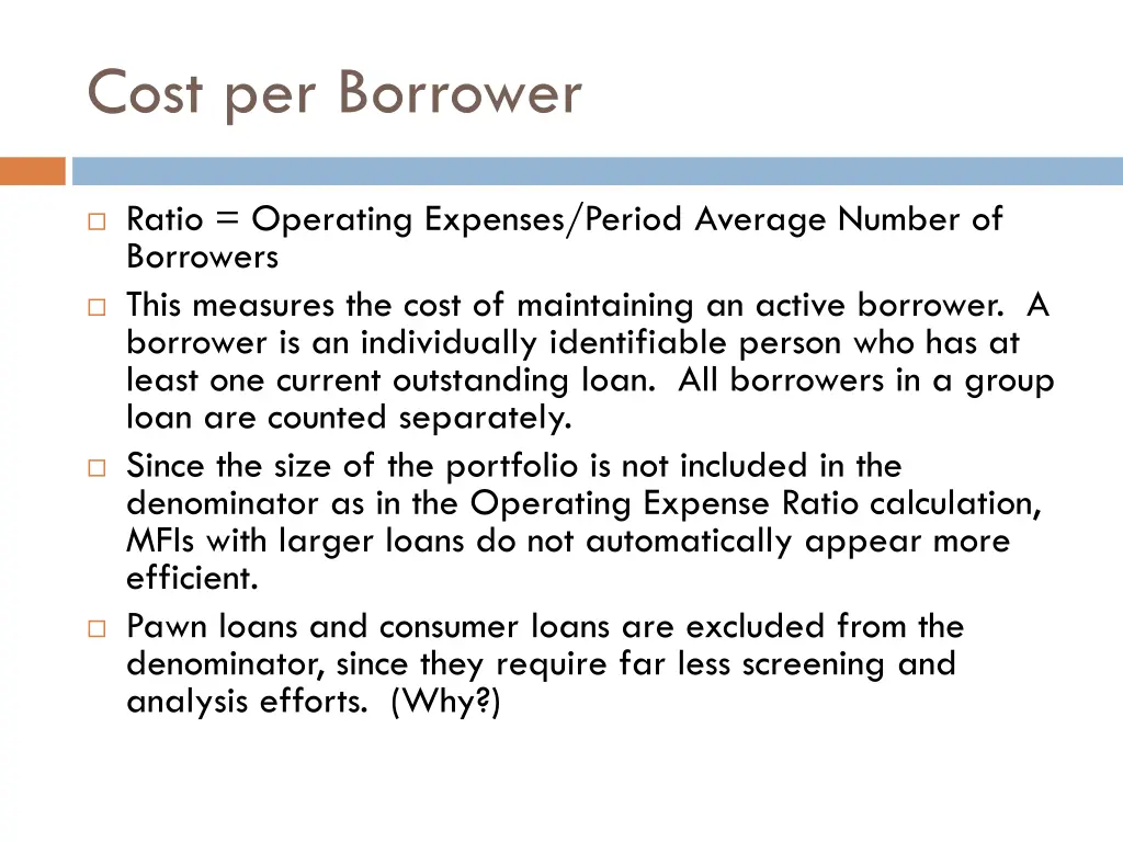 cost per borrower