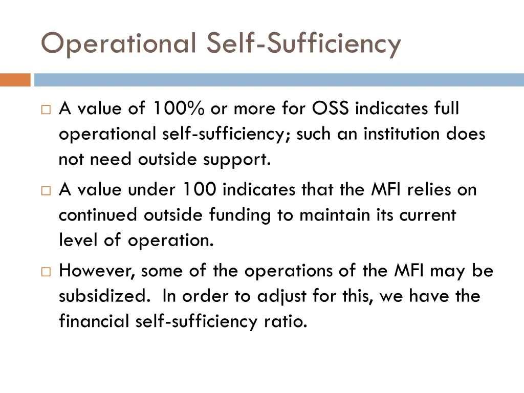 operational self sufficiency 1
