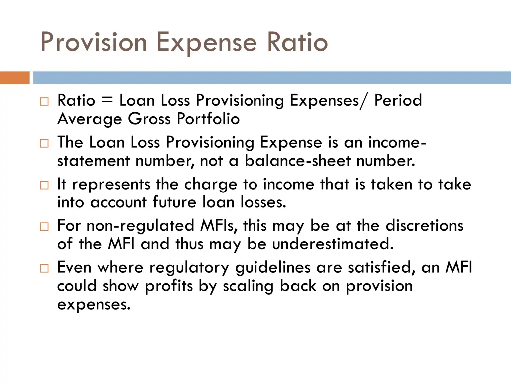 provision expense ratio