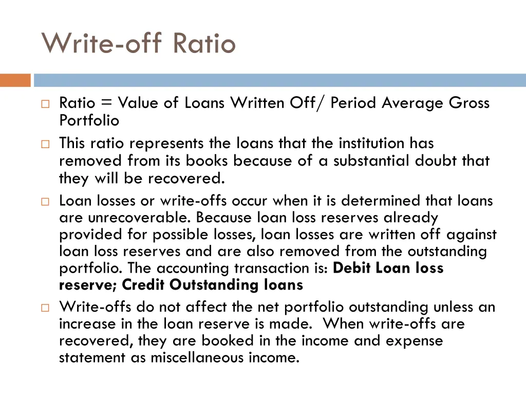 write off ratio