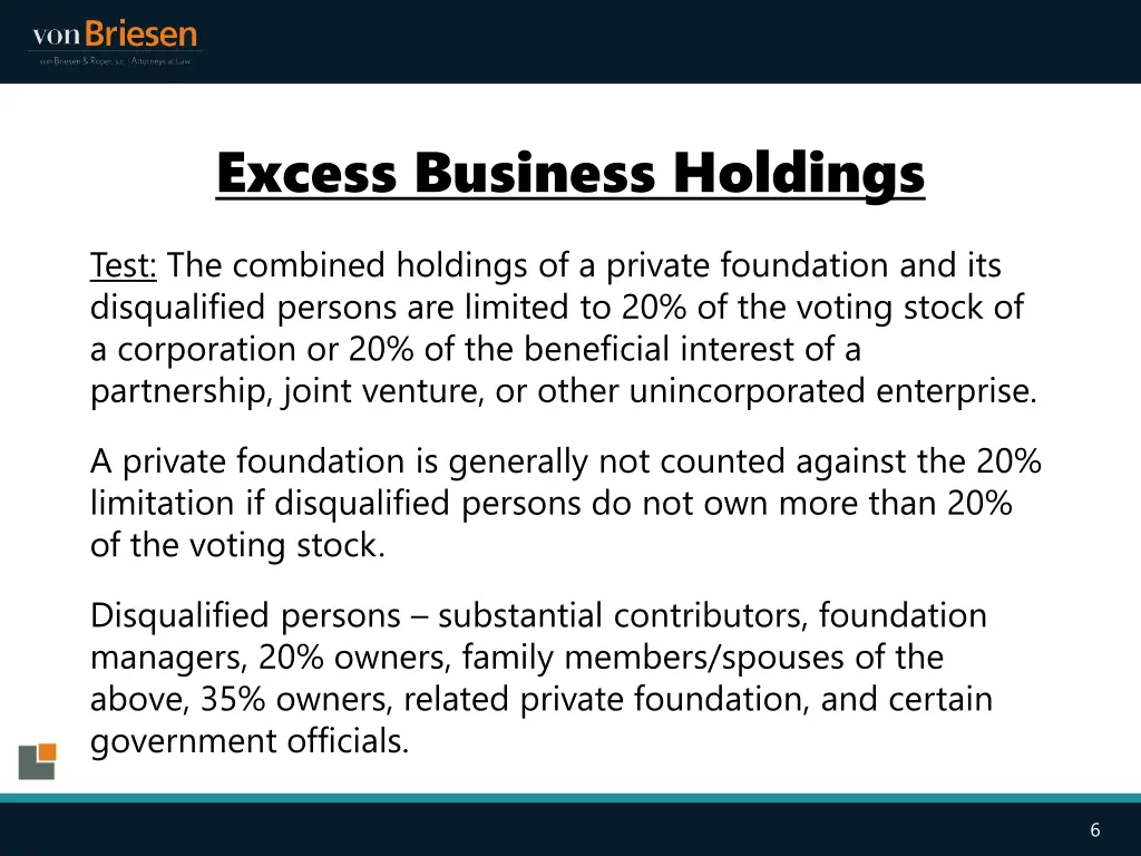 excess business holdings 1