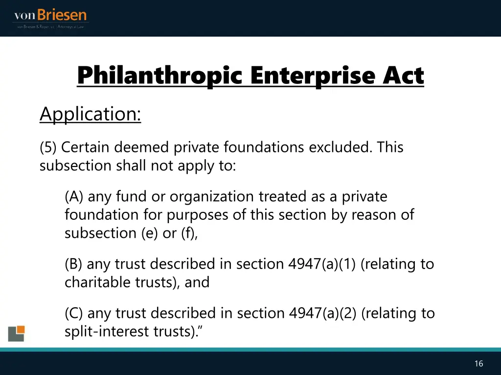 philanthropic enterprise act application