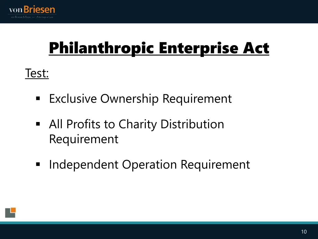 philanthropic enterprise act test