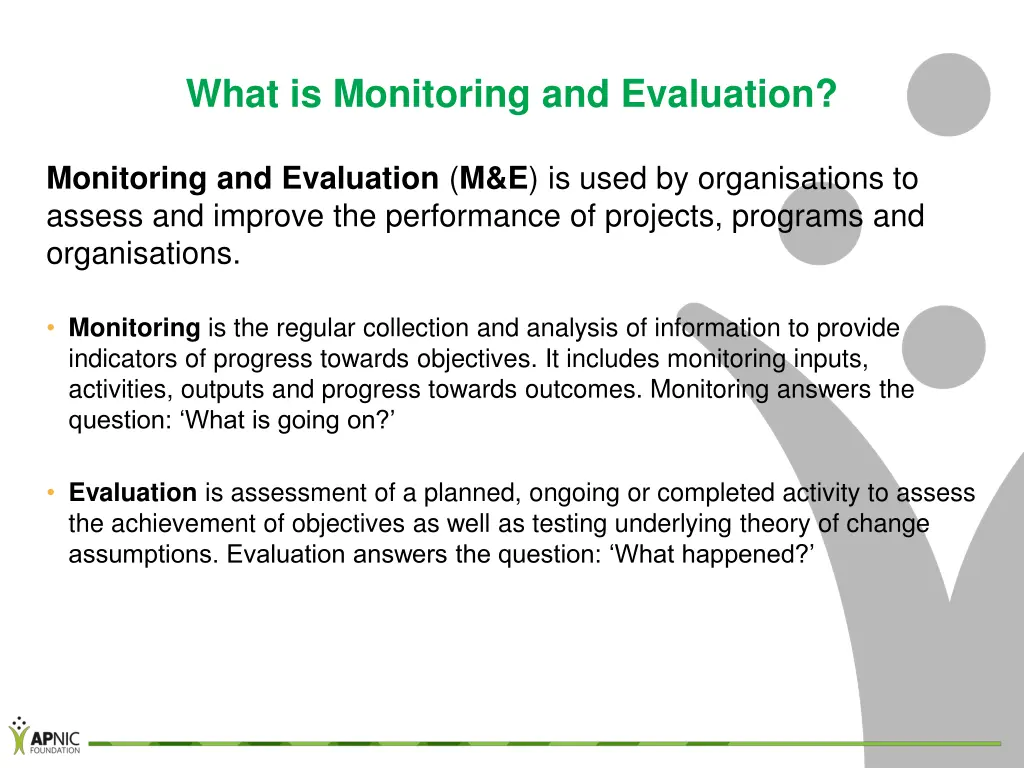 what is monitoring and evaluation