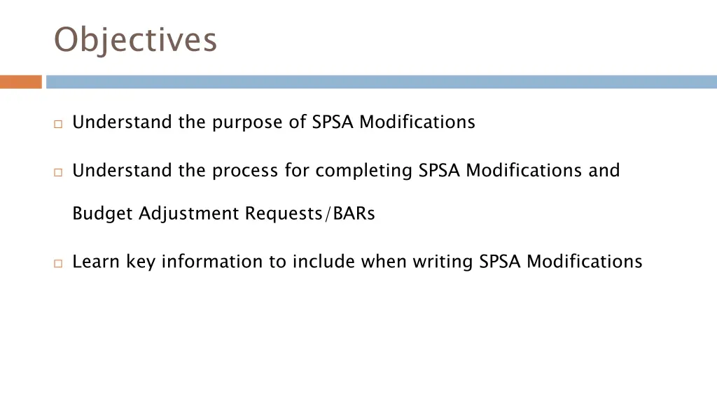 objectives