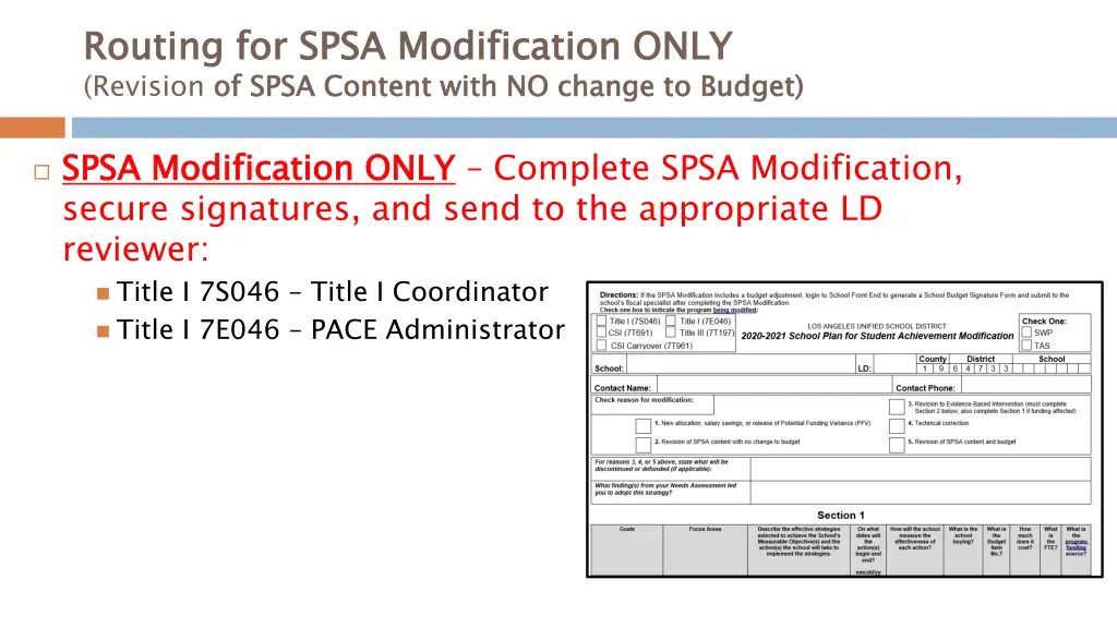 routing for spsa modification only revision