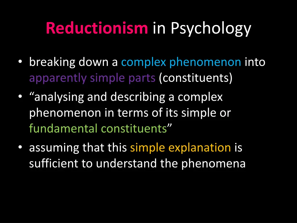 reductionism in psychology