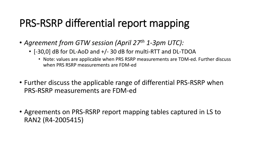 prs prs rsrp differential report mapping rsrp