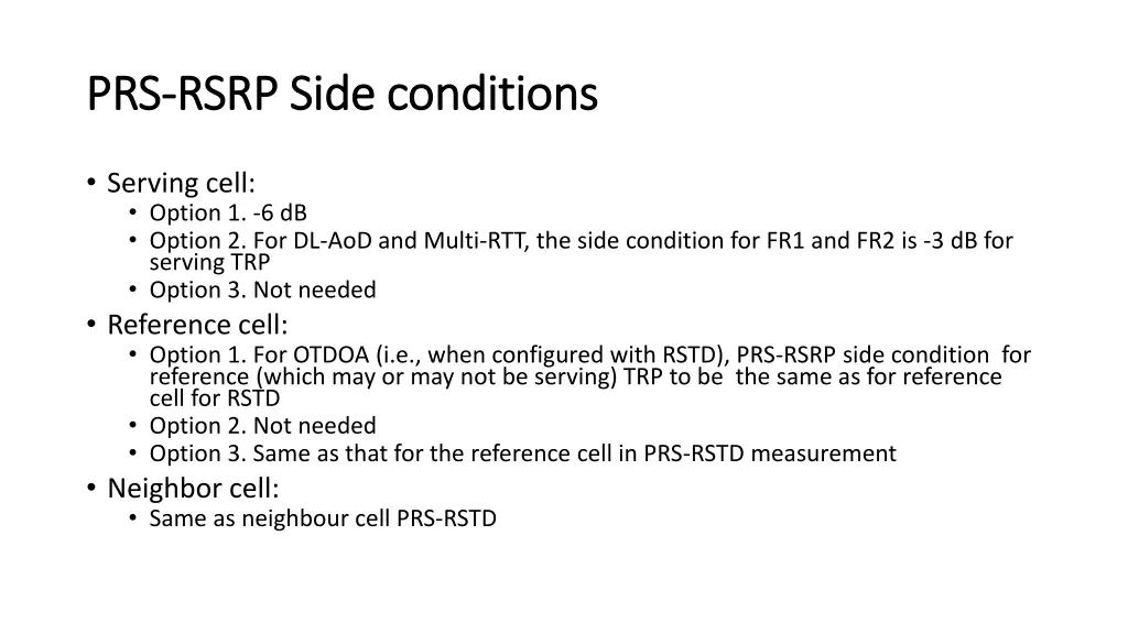 prs prs rsrp side conditions rsrp side conditions