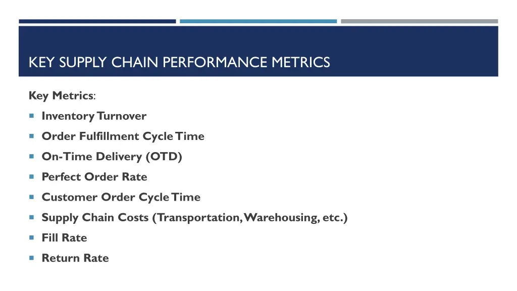 key supply chain performance metrics