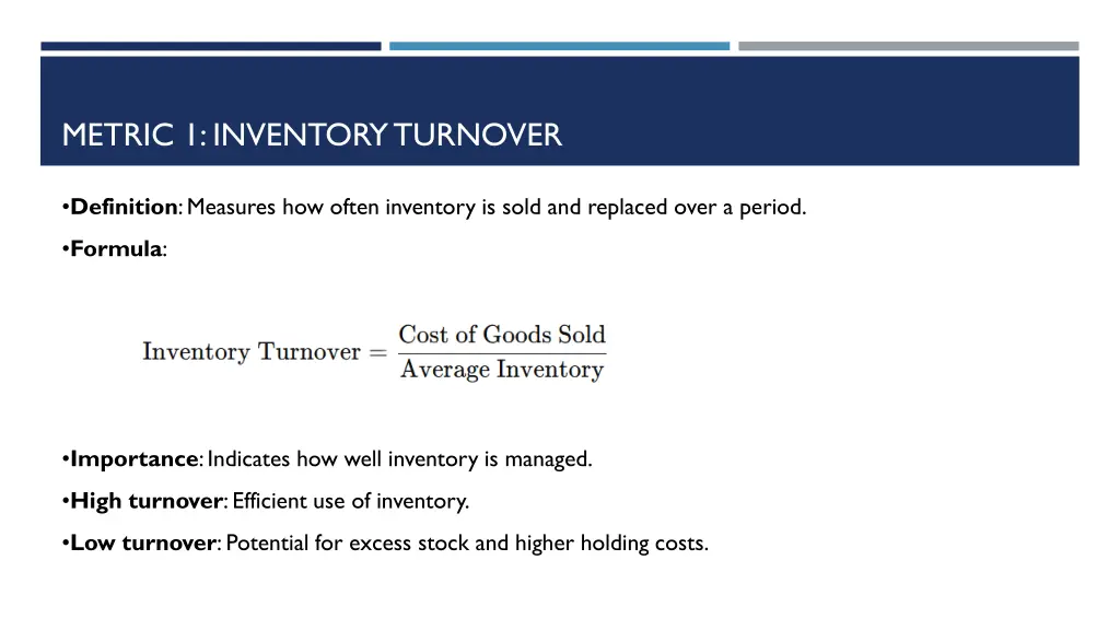 metric 1 inventory turnover