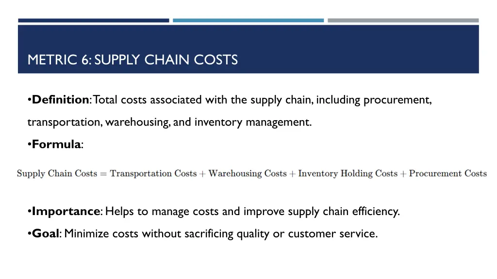 metric 6 supply chain costs