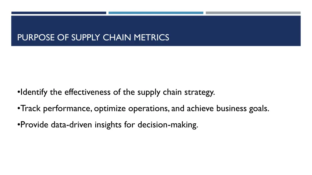 purpose of supply chain metrics