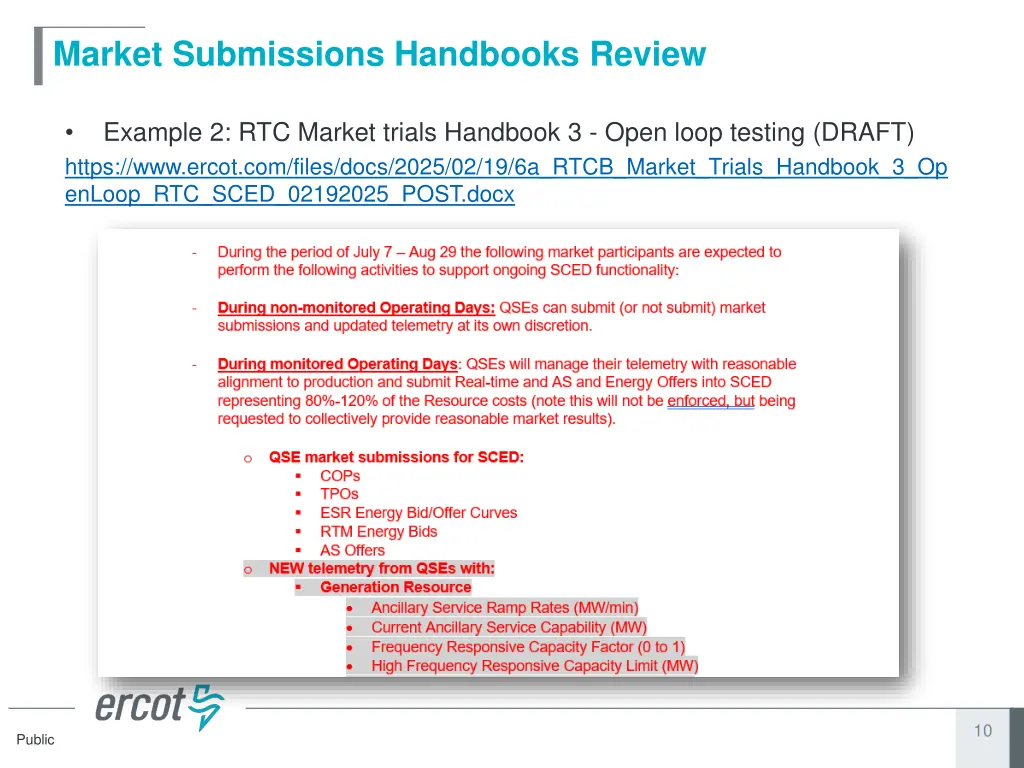market submissions handbooks review 1