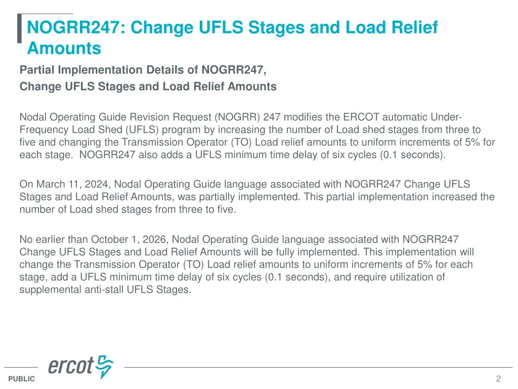 nogrr247 change ufls stages and load relief