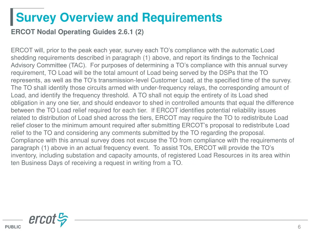 survey overview and requirements ercot nodal