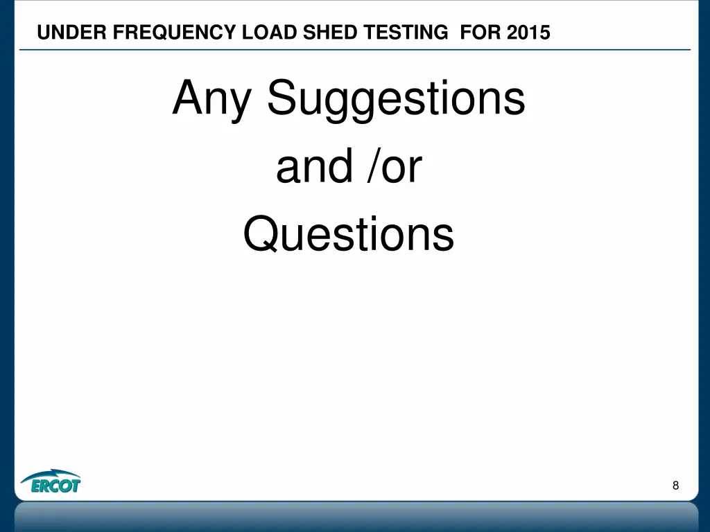 under frequency load shed testing for 2015 3