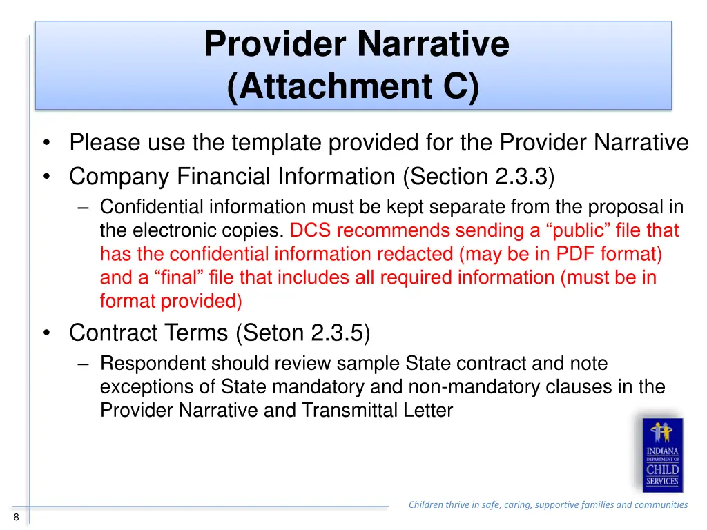 provider narrative attachment c