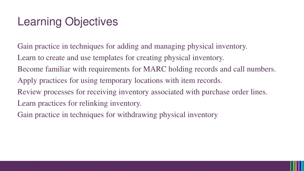 learning objectives